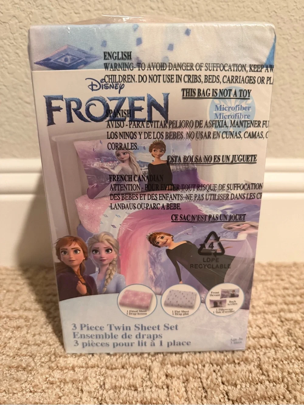 Disney Frozen Pink & Purple Twin 3 Piece Sheet Set